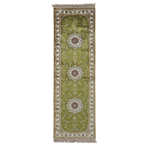 Handmade Runner Silken Esfahan Mint Green Oriental Rug Free Handmade Runner Silken Esfahan Mint Green Oriental Rug