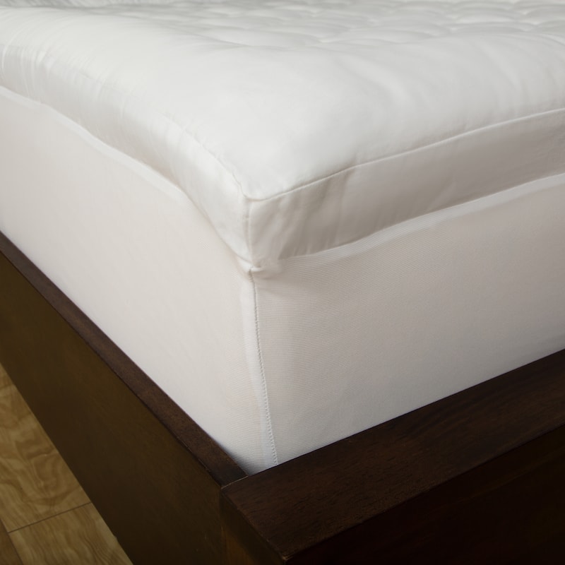 Premium Overfilled Cotton Mattress Pad 300 Thread Count by Grandeur Collection - White