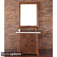 Vinnova Monza 40 Inch American Red Oak Single Vanity With White Pasadena 36 Antique Oak Single Vanity