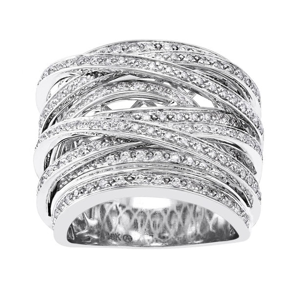 10k Gold 1ct TDW Diamond Multi-Row Crossover Ring