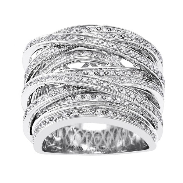 10k Gold 1ct TDW Diamond Multi-Row Crossover Ring