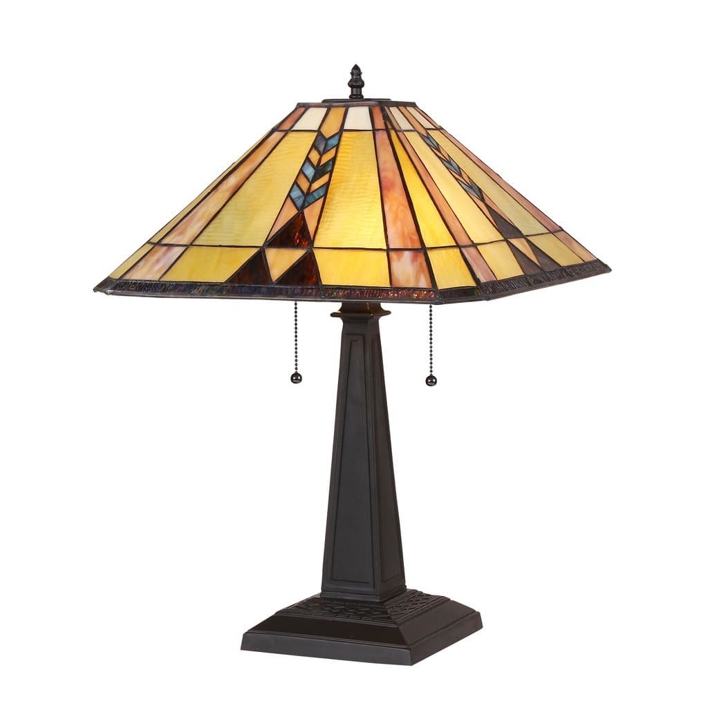 Tiffany Style Mission Design 2-light Bronze Table Lamp