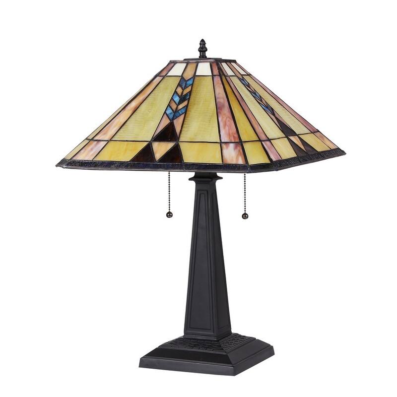 Tiffany Style Mission Design 2-light Bronze Table Lamp