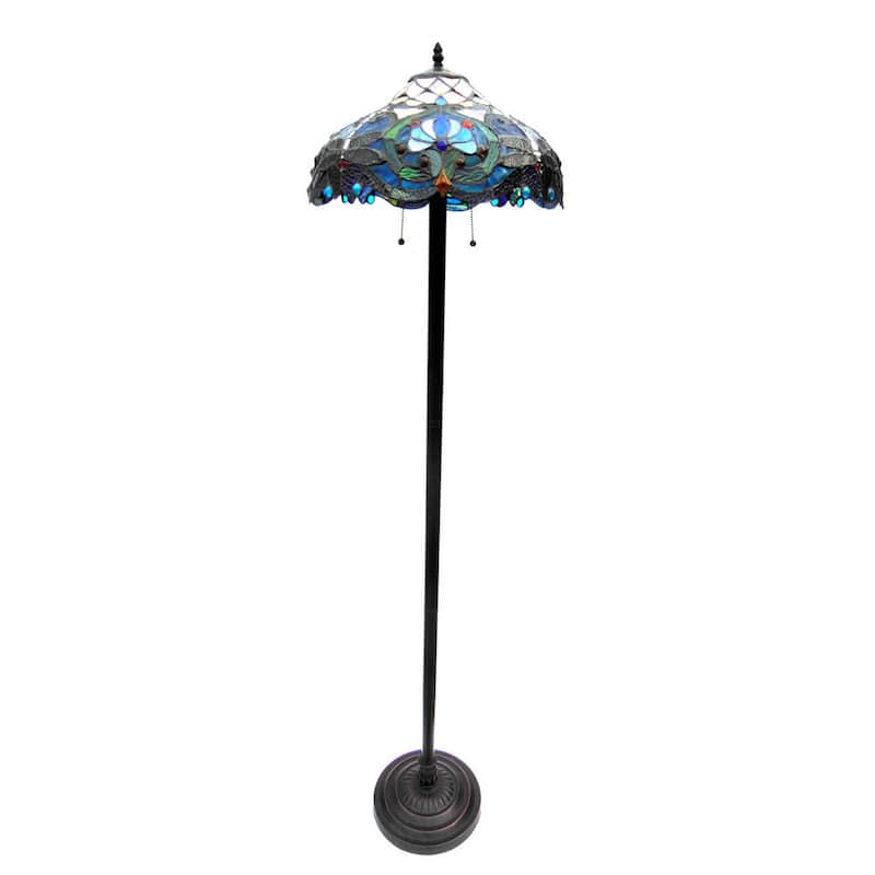 Tiffany Style Victorian/ Dragonfly Bronze 2-light Floor Lamp