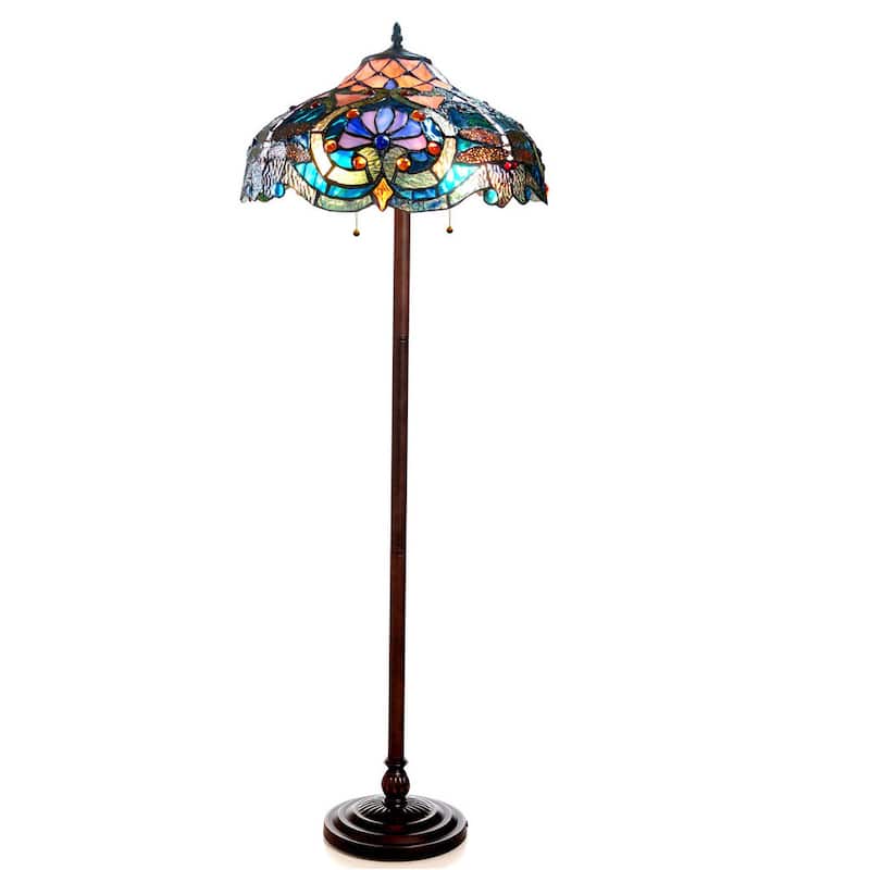 Tiffany Style Victorian/ Dragonfly Bronze 2-light Floor Lamp