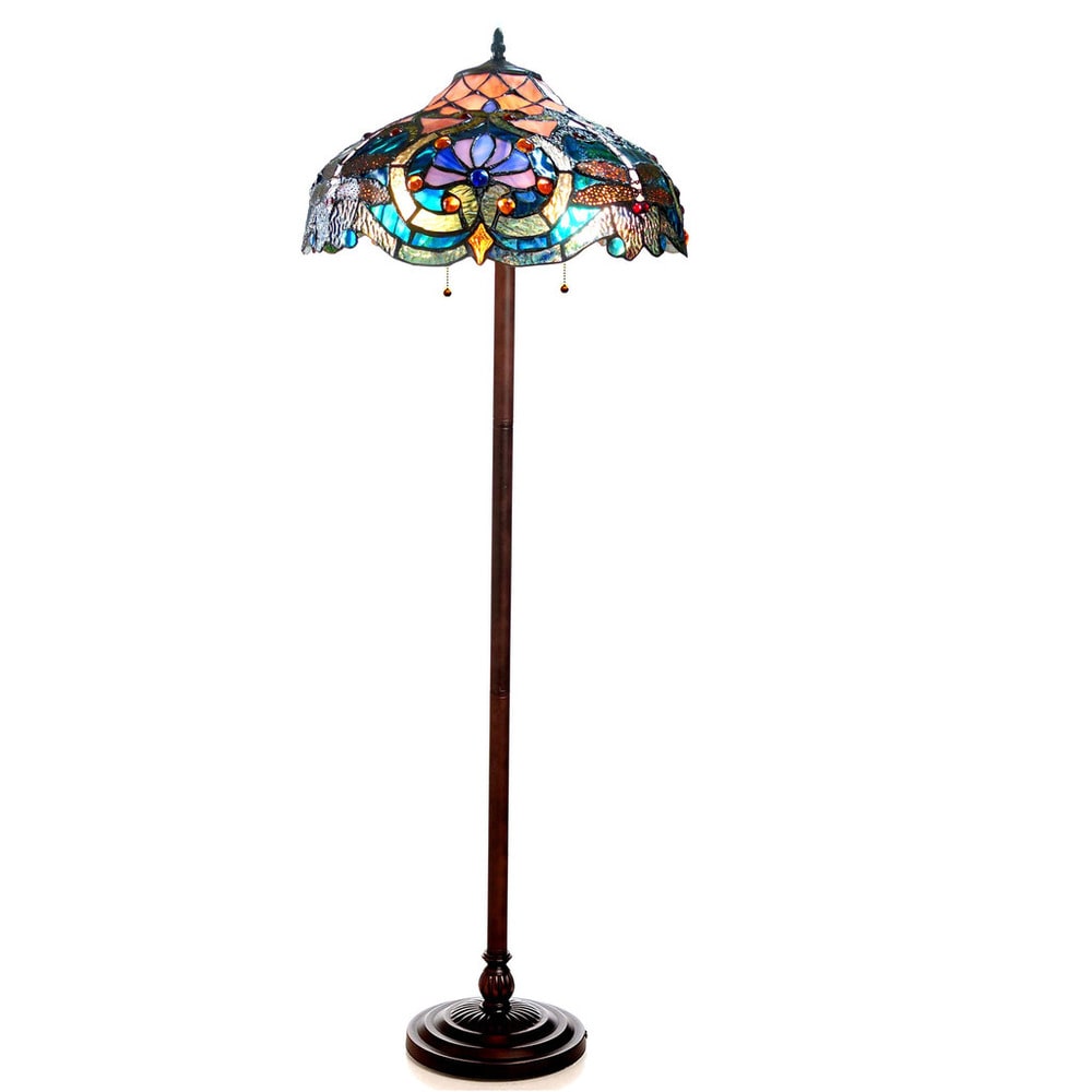 Tiffany Style Victorian/ Dragonfly Bronze 2-light Floor Lamp