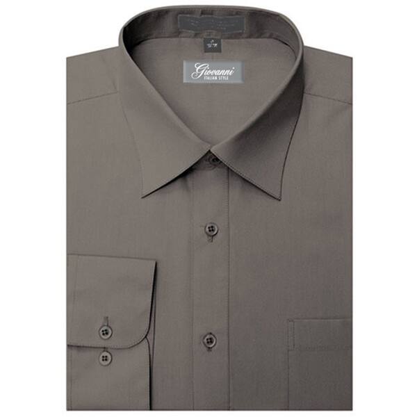 slide 1 of 1, Giovanni Men's Charcoal Convertible Cuff Dress Shirt