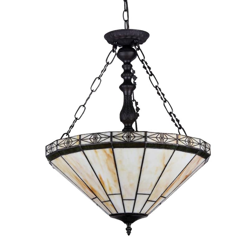Tiffany Style Mission Design 2-light Bronze Inverted Pendant