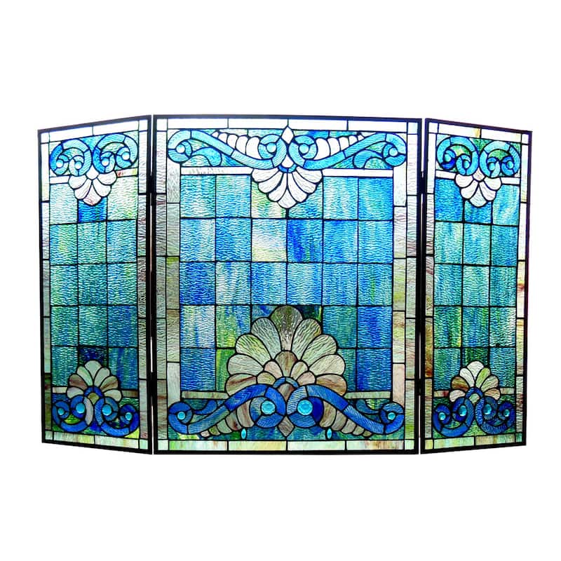 Tiffany-Style Victorian Design 3-panel Fireplace Screen