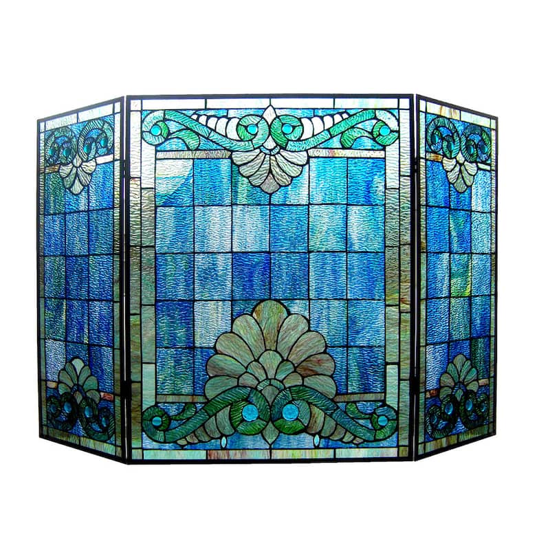 Tiffany-Style Victorian Design 3-panel Fireplace Screen
