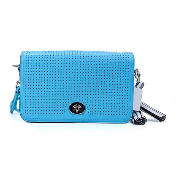 Coach Legacy Blue Perforated Leather Penelope Shoulder Purse