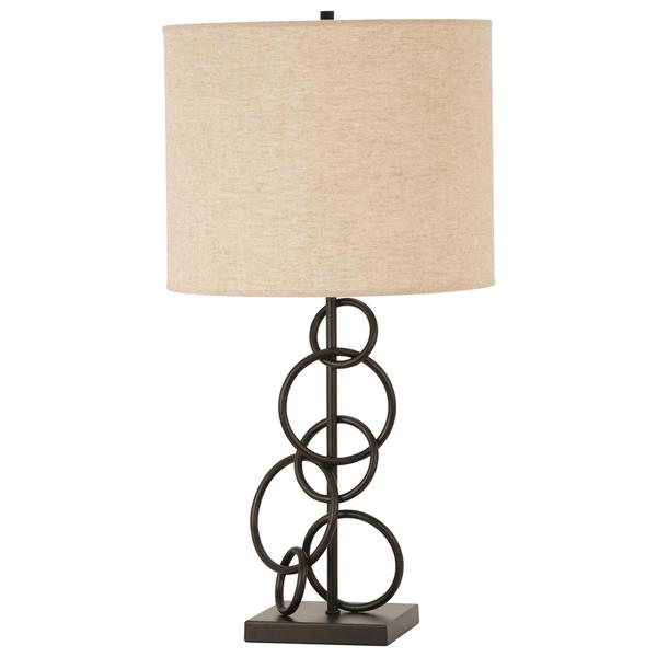 Open Geometric Design Table Lamp with Round Shade