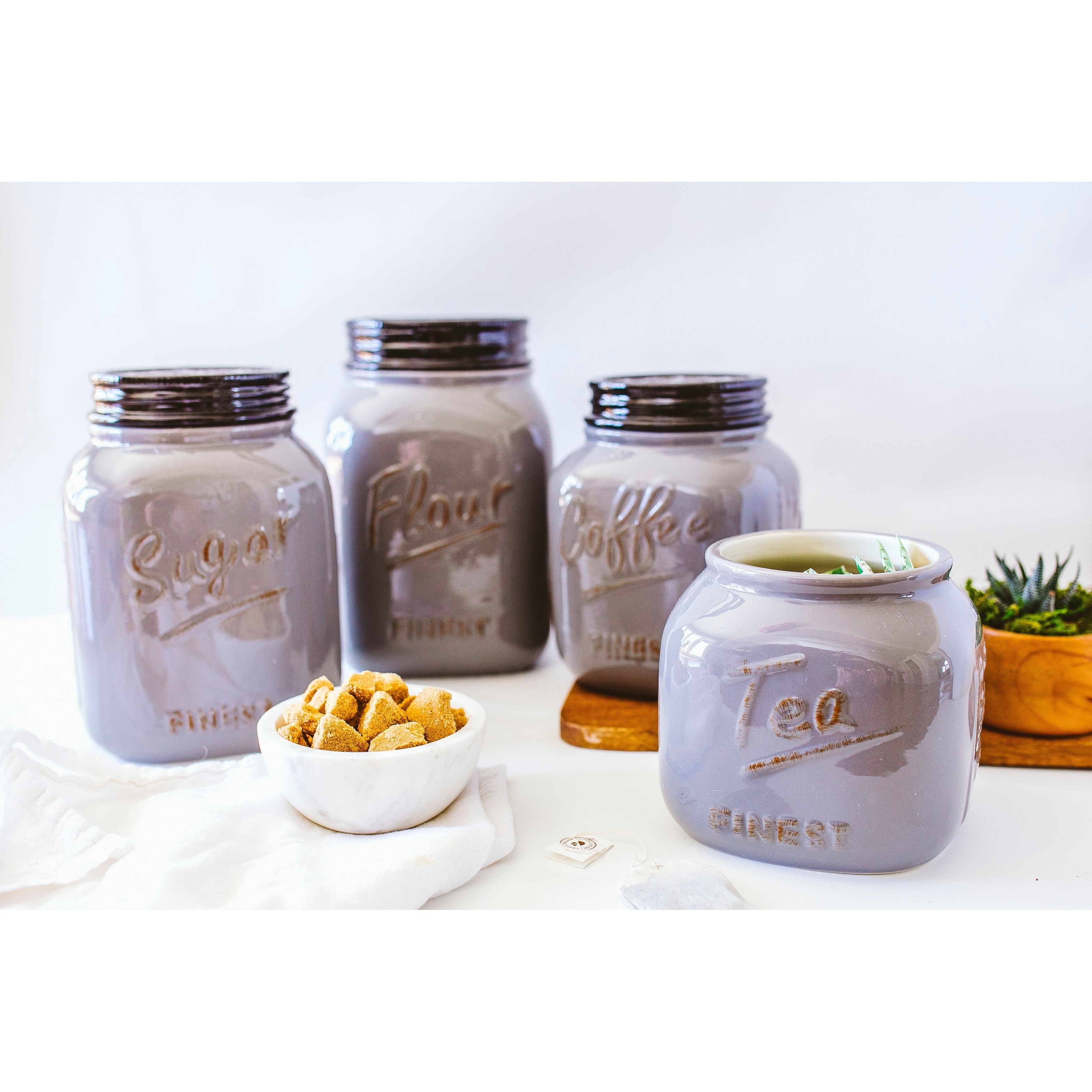 Overstock Mason Jar White Ceramic 4-Piece Stacking Measuring Cups