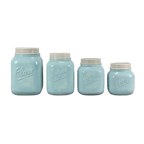 Ceramic Farmhouse Mason Jar Canister Set Of 4 On Ceramic Farmhouse Mason Jar Canister Set Of 4