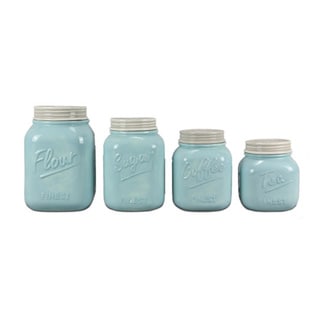 Ceramic Farmhouse Mason Jar Canister Set (Set of 4)