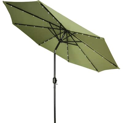 Trademark Innovations Deluxe 9ft Solar/LED Patio Umbrella, Base Not Included
