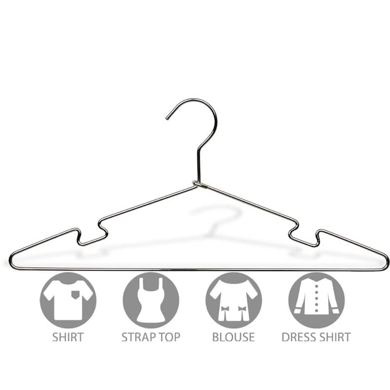 Polished Chrome Metal Top Hanger with Notches (Box of 100)