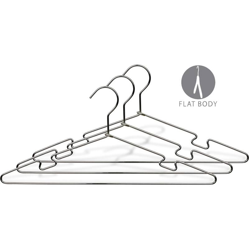 Polished Chrome Metal Top Hanger with Notches (Box of 100)