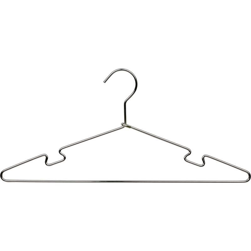 Polished Chrome Metal Top Hanger with Notches (Pack of 50)