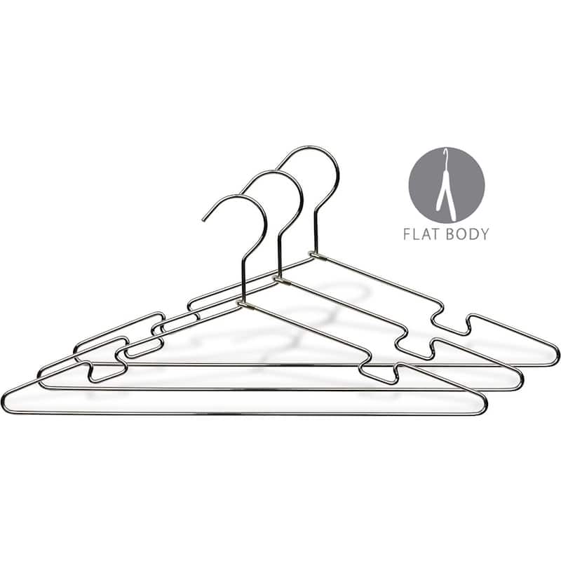 Polished Chrome Metal Top Hanger with Notches (Pack of 50)