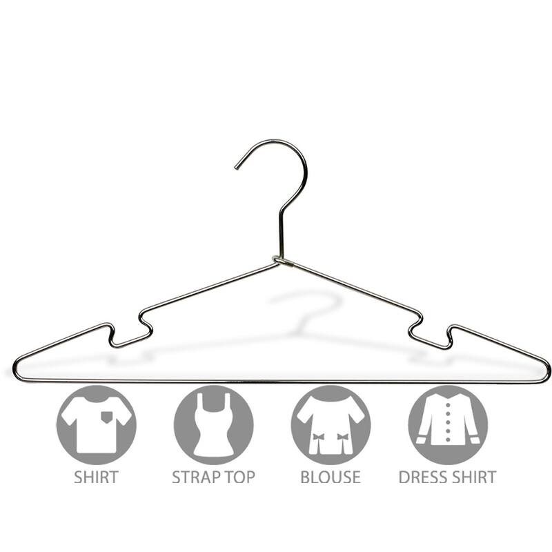 Polished Chrome Metal Top Hanger with Notches (Pack of 25)
