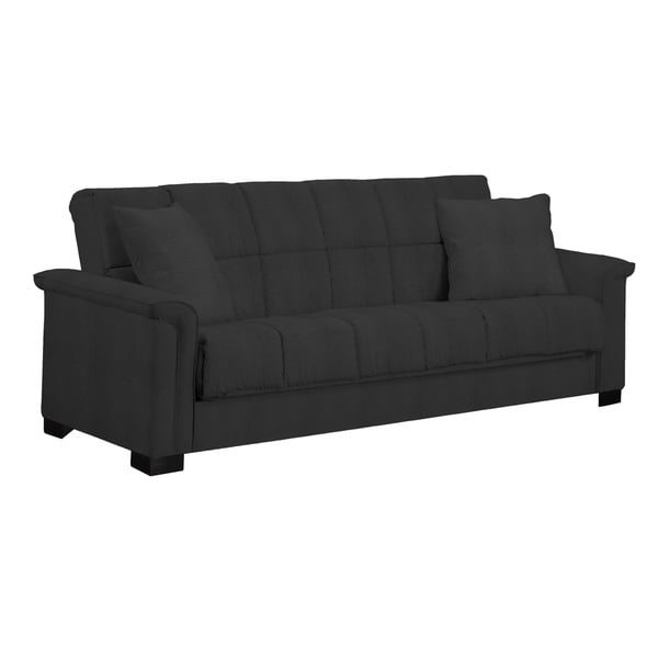 Handy Living Caroline Black Microfiber Convert A Couch Sleeper Handy Living Caroline Black Microfiber Convert A Couch Sleeper Sofa