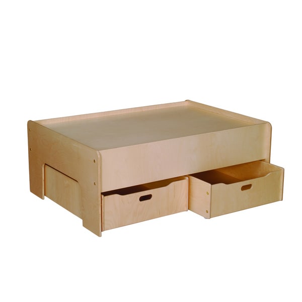 Wooden play table with drawers best sale