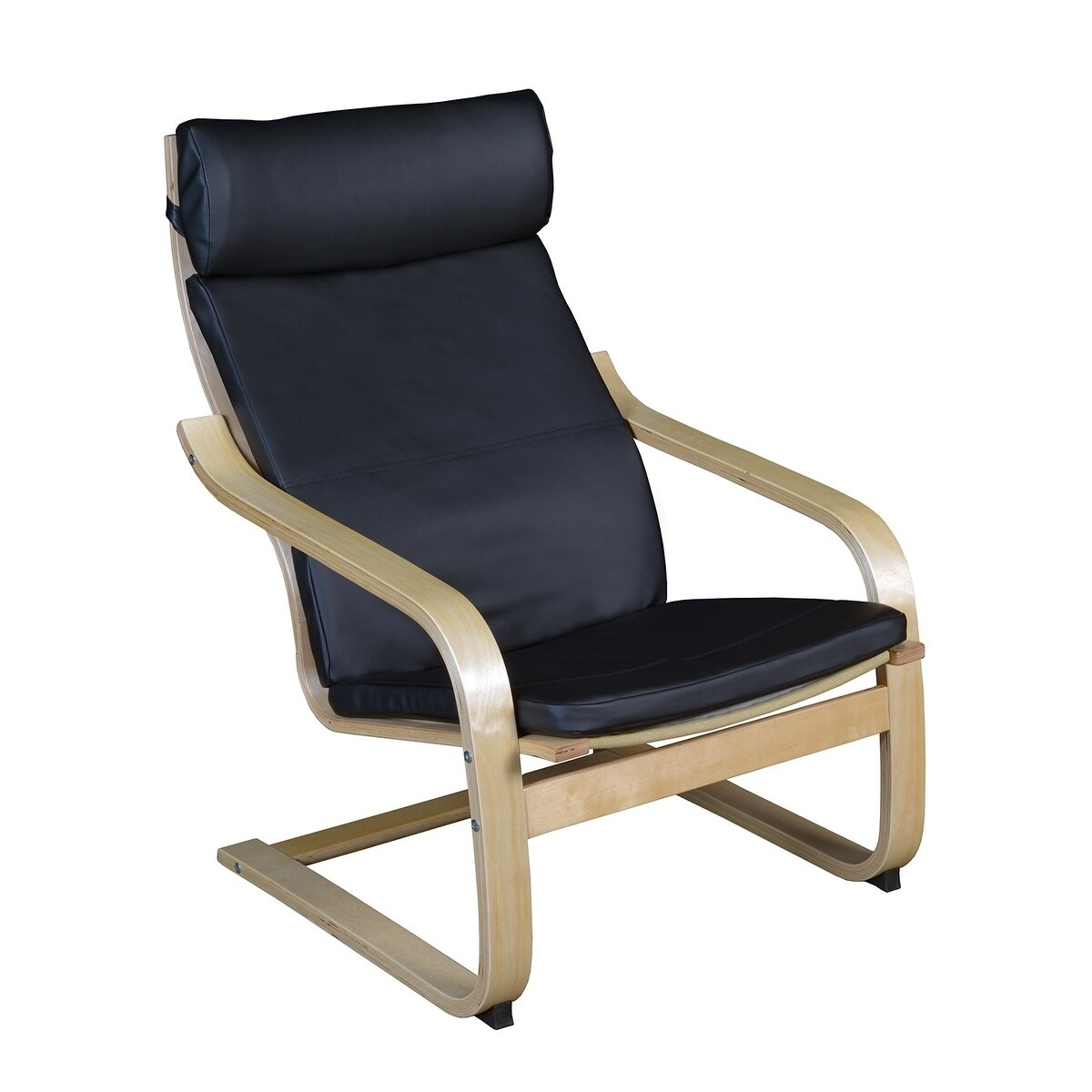 Shop Niche Mia Natural/ Black Leather Bentwood Reclining Chair - Free