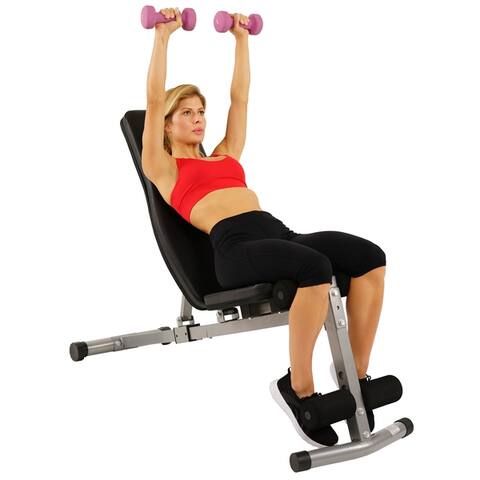 Sunny Health & Fitness SF-BH6506 Flat/Incline/Decline Bench - Silver