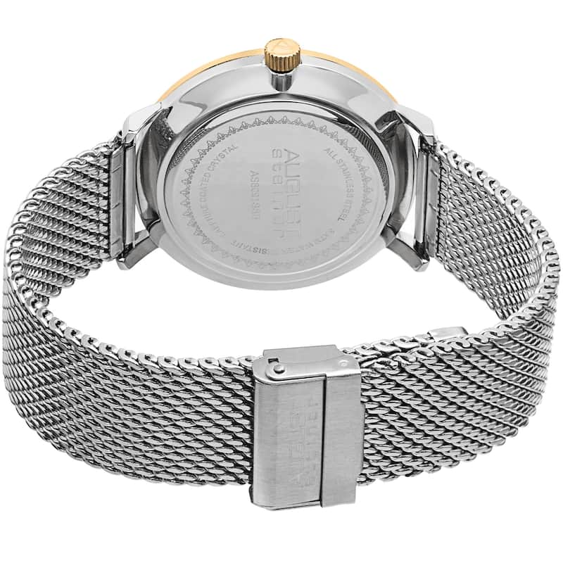 August Steiner Men's Swiss Quartz Mesh Stainless Steel Silver-Tone Strap Watch - silver
