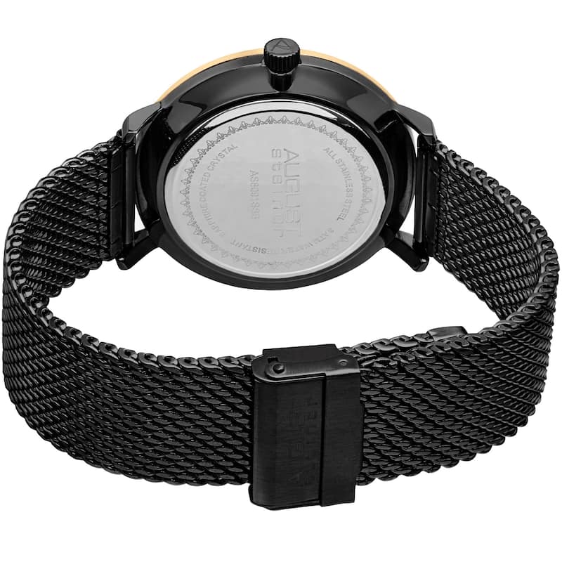 August Steiner Men's Swiss Quartz Mesh Stainless Steel Black Strap Watch