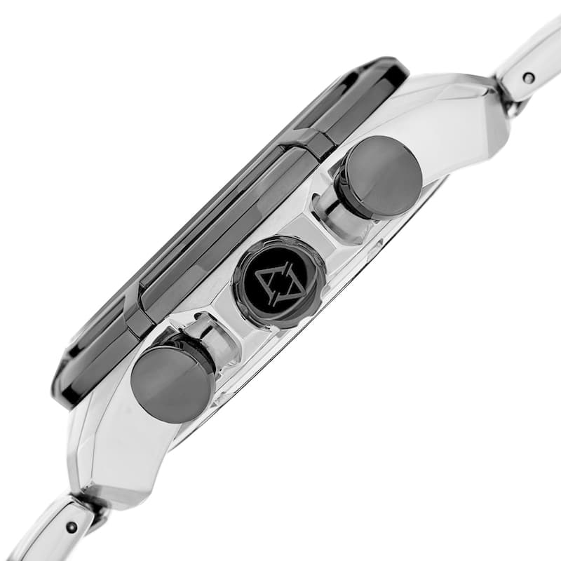 Akribos XXIV Men's Swiss Quartz Multifunction Dual Time Tachymeter Two-Tone Bracelet Watch - silver