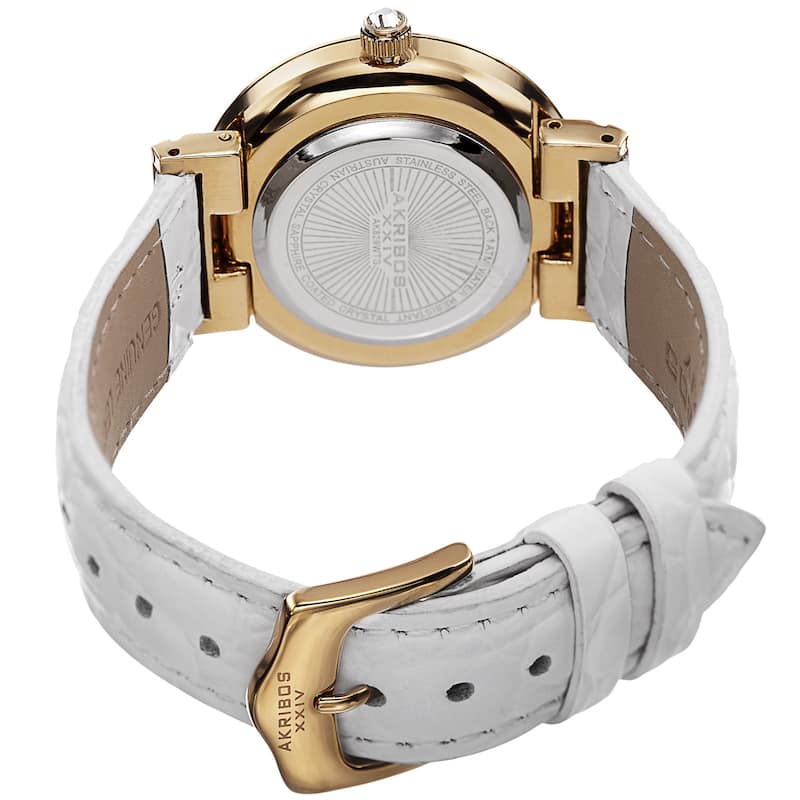 Akribos XXIV Women's Quartz Swarovski Crystals White Strap Watch