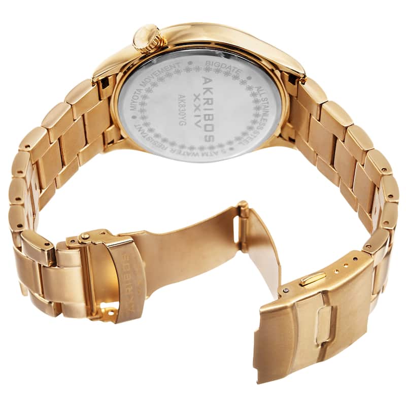 Akribos XXIV Men's Quartz Multifunction Stainless Steel Gold-Tone Bracelet Watch - Gold