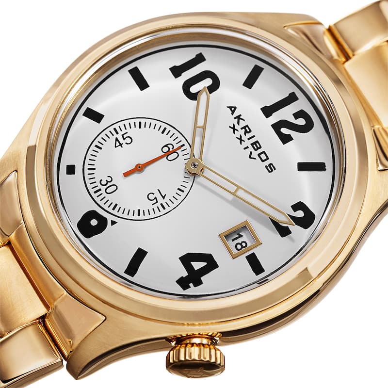 Akribos XXIV Men's Quartz Multifunction Stainless Steel Gold-Tone Bracelet Watch - Gold