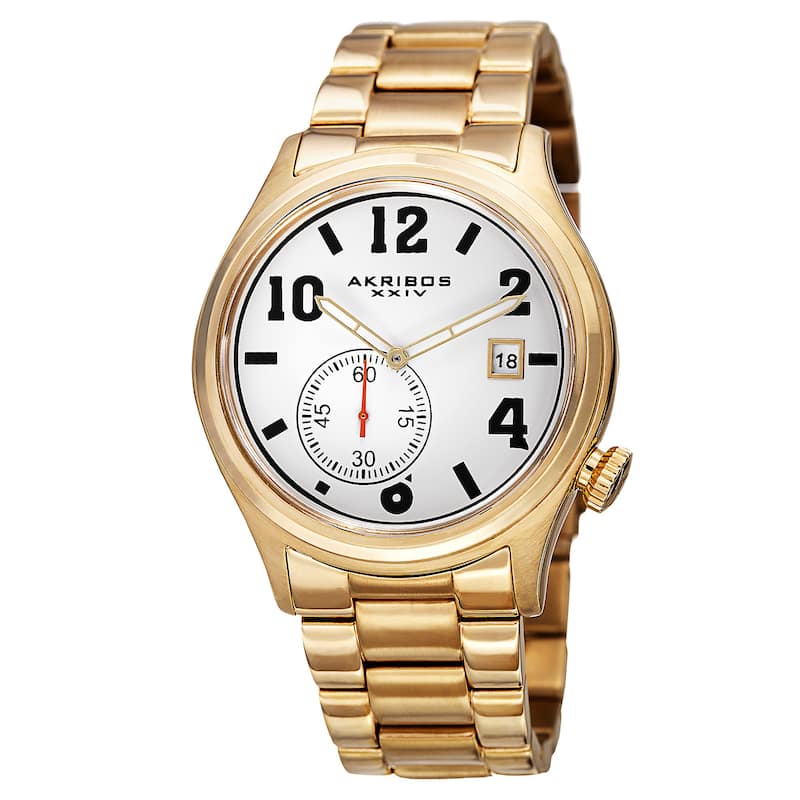 Akribos XXIV Men's Quartz Multifunction Stainless Steel Gold-Tone Bracelet Watch - Gold