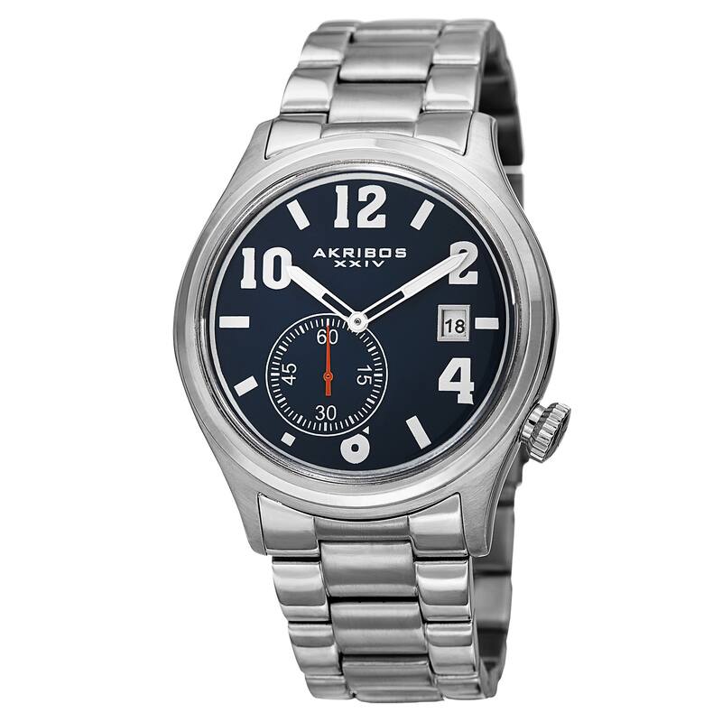 Akribos XXIV Men's Quartz Multifunction Stainless Steel Silver-Tone Bracelet Watch - silver