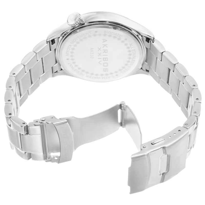 Akribos XXIV Men's Quartz Multifunction Stainless Steel Silver-Tone Bracelet Watch - silver