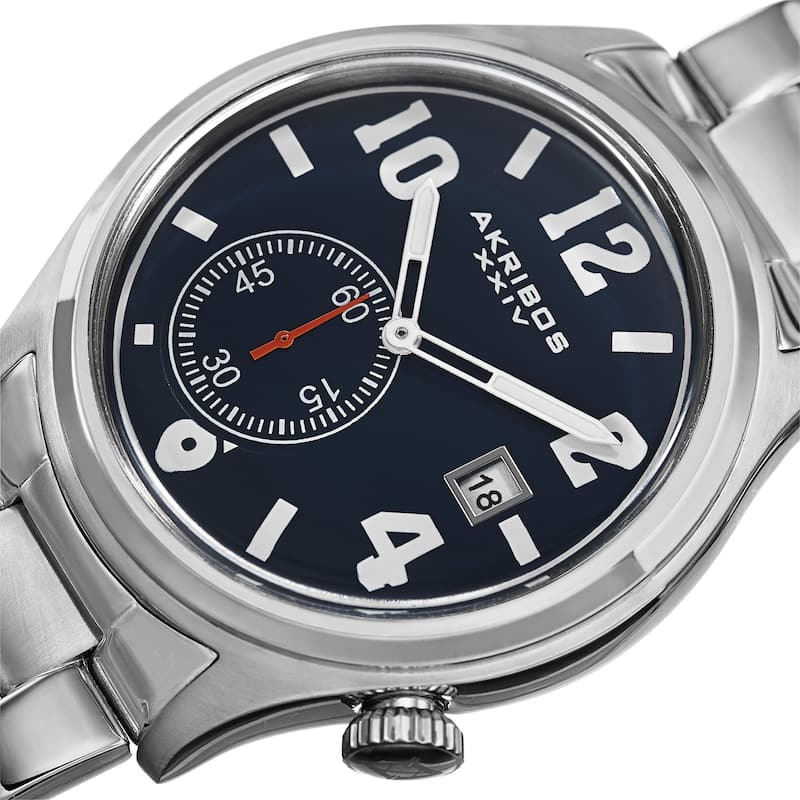 Akribos XXIV Men's Quartz Multifunction Stainless Steel Silver-Tone Bracelet Watch - silver