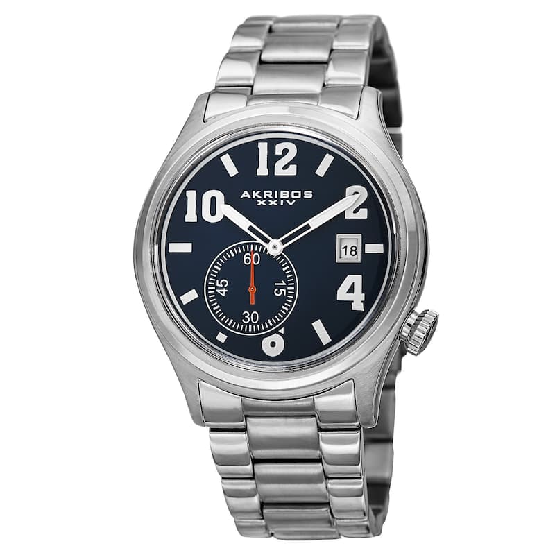 Akribos XXIV Men's Quartz Multifunction Stainless Steel Silver-Tone Bracelet Watch - silver