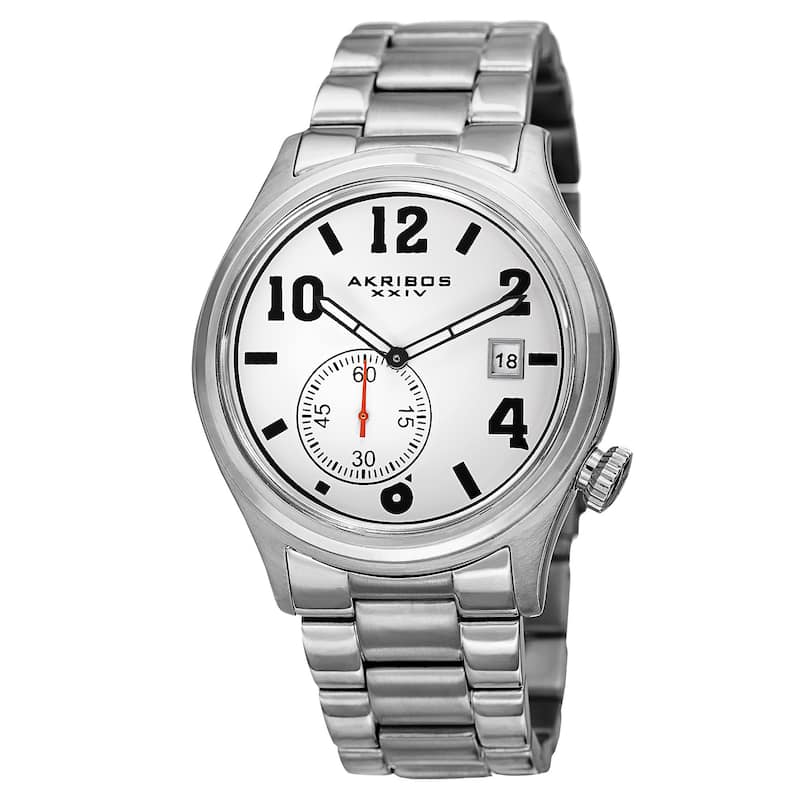 Akribos XXIV Men's Quartz Multifunction Stainless Steel Silver-Tone Bracelet Watch - silver