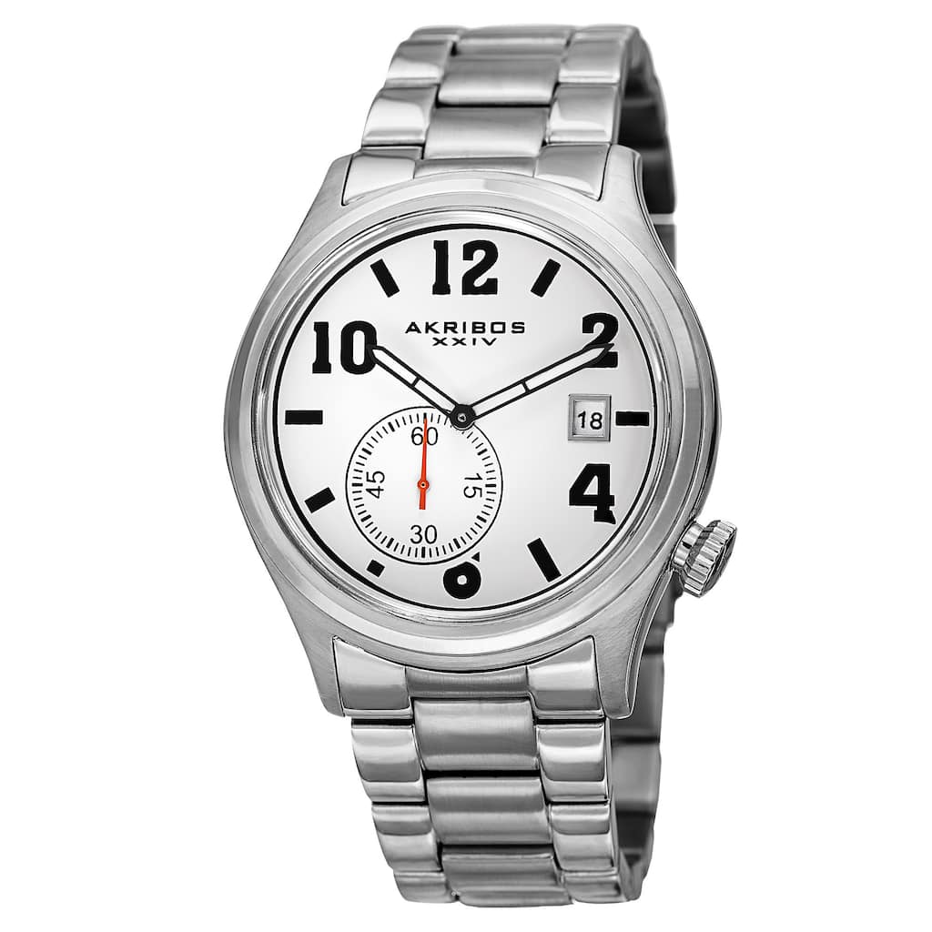 Akribos XXIV Men's Quartz Multifunction Stainless Steel Silver-Tone Bracelet Watch - silver