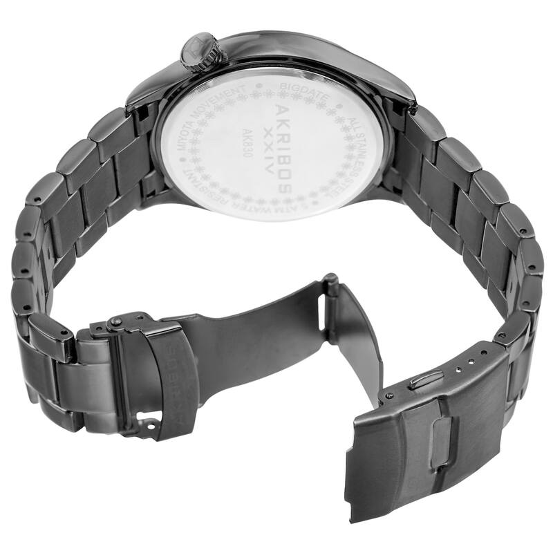 Akribos XXIV Men's Quartz Multifunction Stainless Steel Black Bracelet Watch