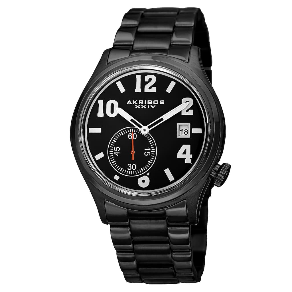 Akribos XXIV Men's Quartz Multifunction Stainless Steel Black Bracelet Watch