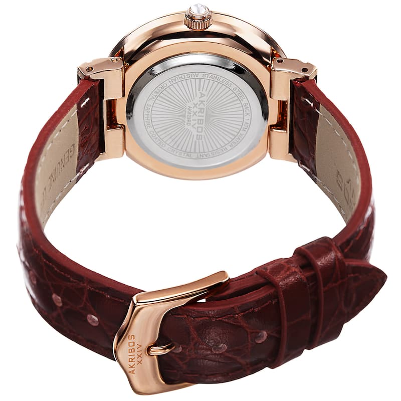 Akribos XXIV Women's Quartz Swarovski Crystals Red Strap Watch