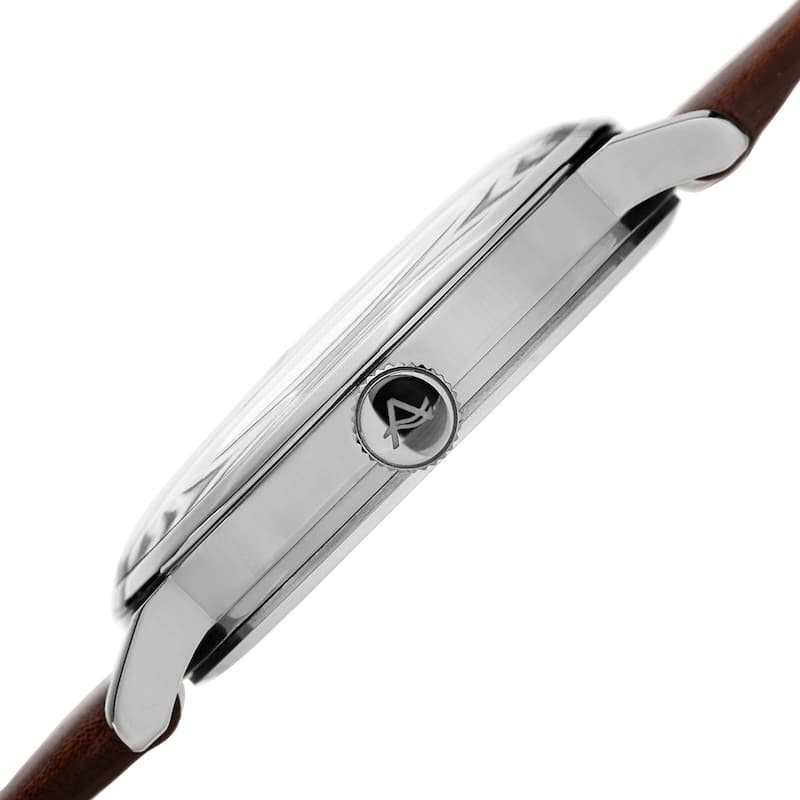 August Steiner Men's Quartz Imitated Skeleton Dial Leather Silver-Tone Strap Watch