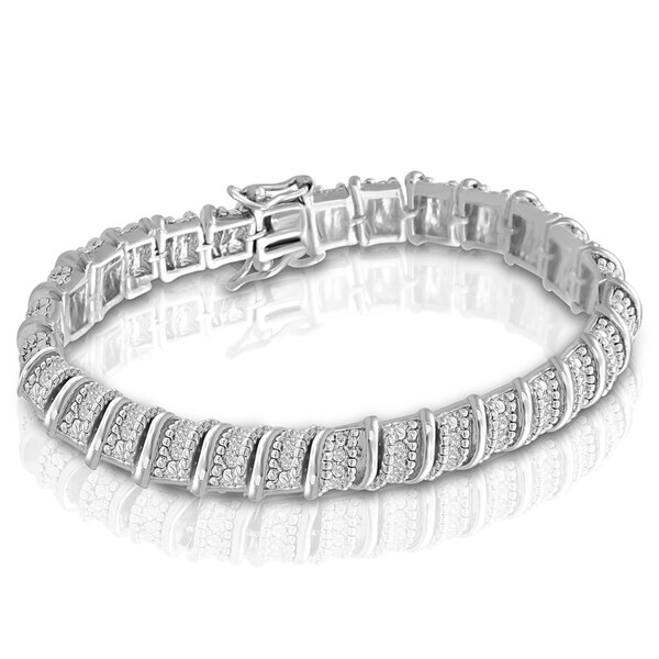 Platinum plated 1ct Diamond Bracelet (J K, I2 I3)   17314863