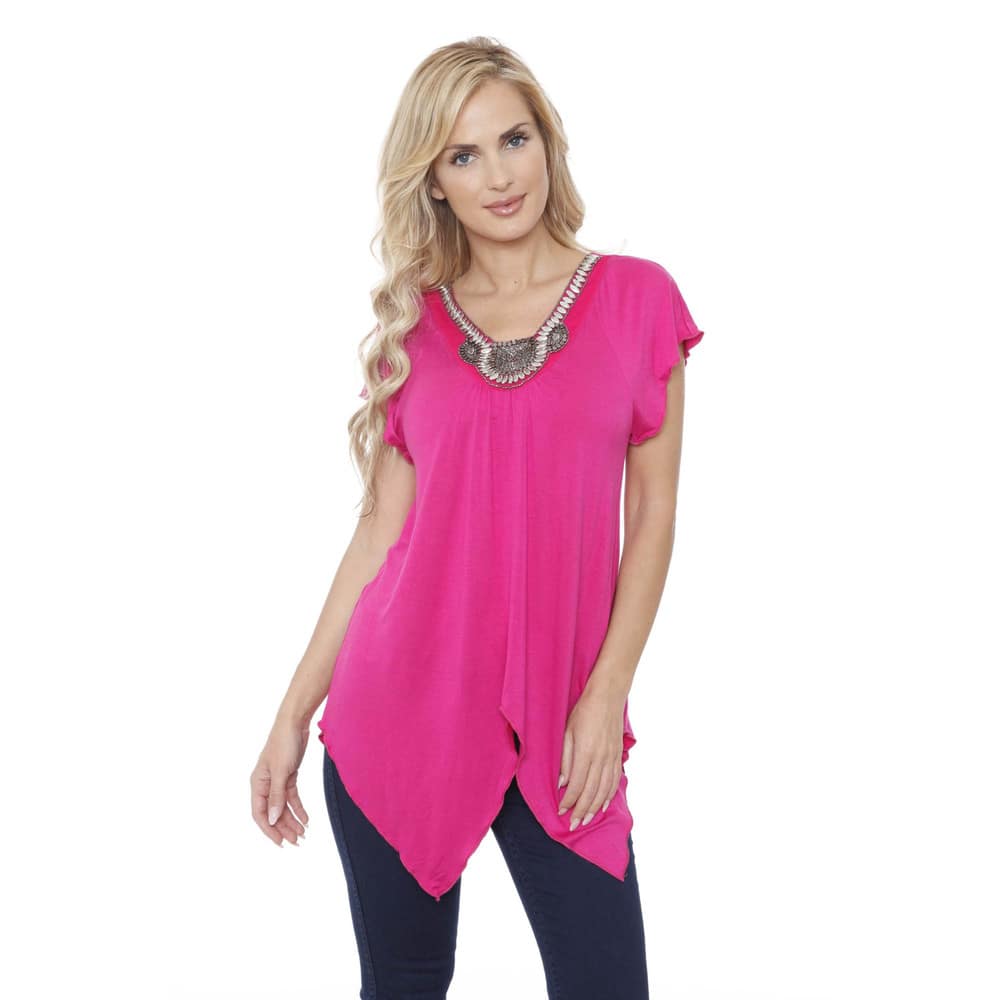 White Mark Women's Fenella Short Sleeve Top