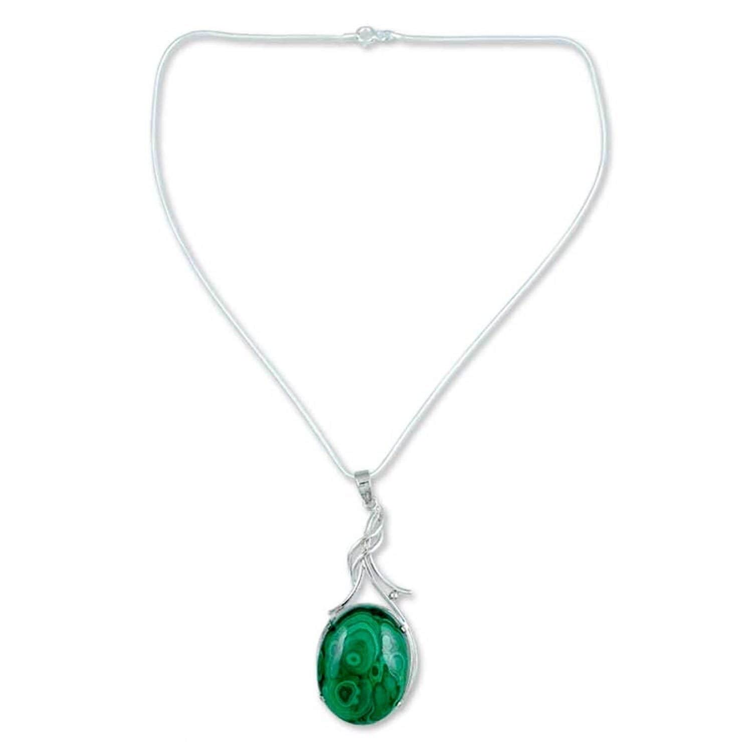 Handmade Sterling Silver Love Lyrics Malachite Necklace India Overstock