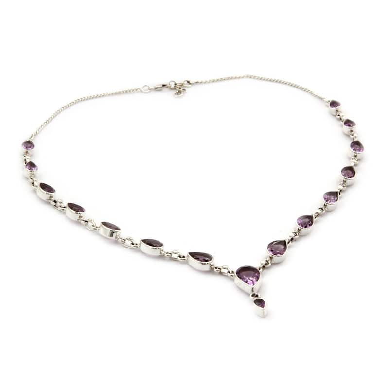 NOVICA Handmade Sterling Silver Precious Tears Purple Amethyst Cable Style Necklace (India)